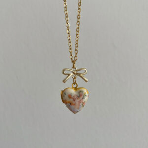 Golden love bow necklace (single)