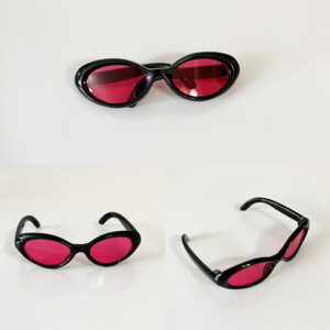 Style 5 black frame oblate red lenses