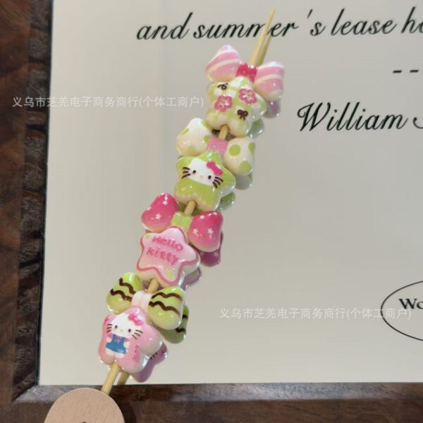 Wholesale 10pcs relief pink green cartoon cat bow star string acrylic beads