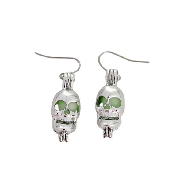 Wholesale Halloween smooth hollow skeleton luminous ghost head earrings
