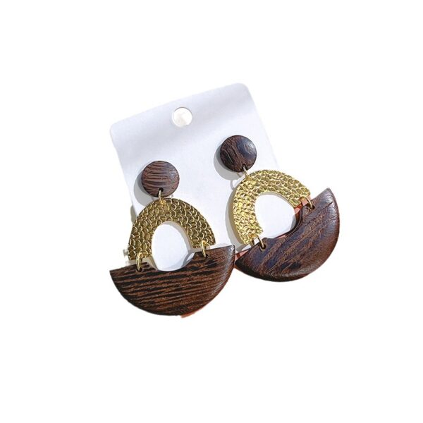 Wholesale Water droplet shaped geometric wooden earrings