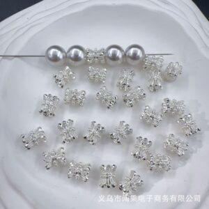 Large size/hollow small waist pearl style silver