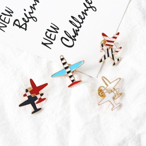 Wholesale Aircraft colored striped drip oil brooch