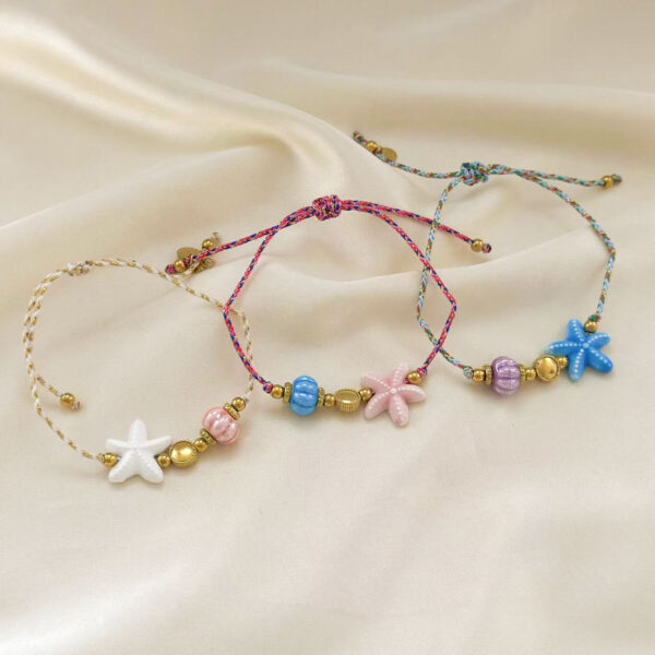 Wholesale Ocean Starfish Ceramic Bohemian Adjustable Titanium Steel Bracelet