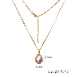 Oval necklace purple / Chain length 45 5[7.35g]