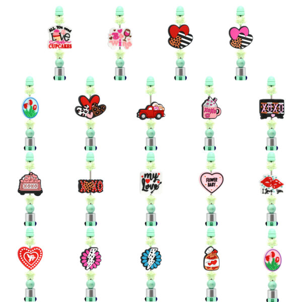 Wholesale Random 100pcs valentine's day rotatable pen beads