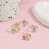 Wholesale Pink flower opening adjustable folding ring