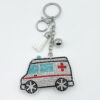 Wholesale Diamond-Encrusted Ambulance Keychain Creative Accessories