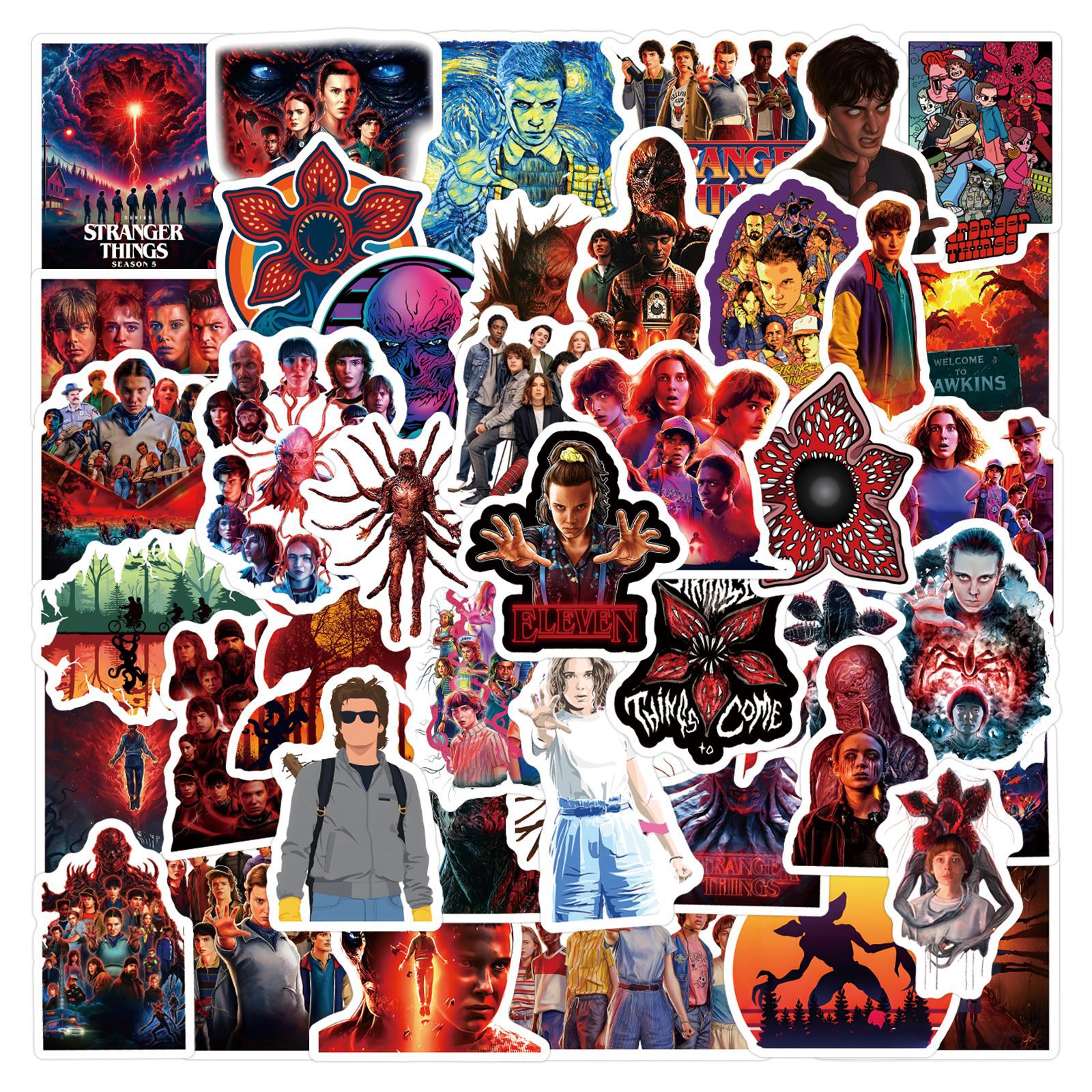 Wholesale Red Monster Flower Cartoon Thriller Waterproof Vinyl Stickers