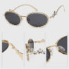 Wholesale Small frame diamond encrusted oval metal pentagram sunglasses