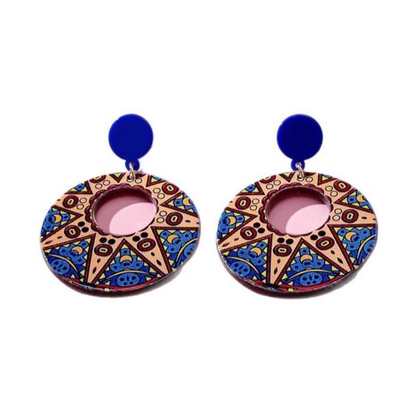 Wholesale Circular hollow printed acrylic geometric earrings