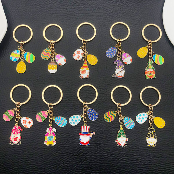 Wholesale Cute Carnival Easter Egg Sleeper Hat Dwarf Keychain