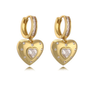 Golden White Diamond Love 1 pair