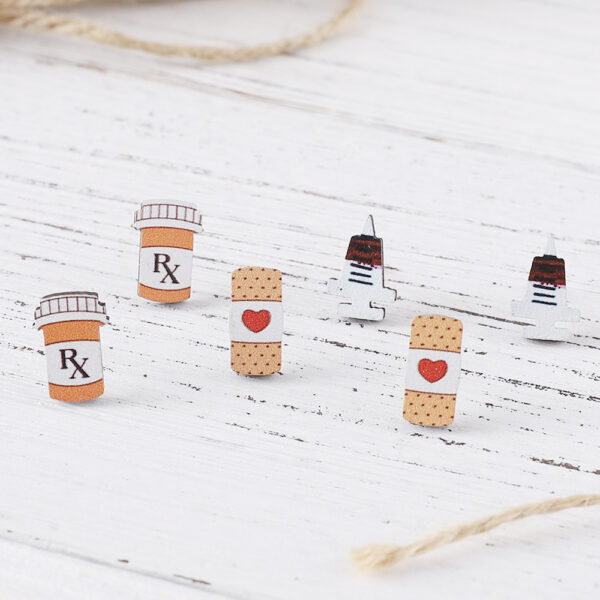 Wholesale cute nurse bandage syringe ambulance hospital first aid kit medical record earring