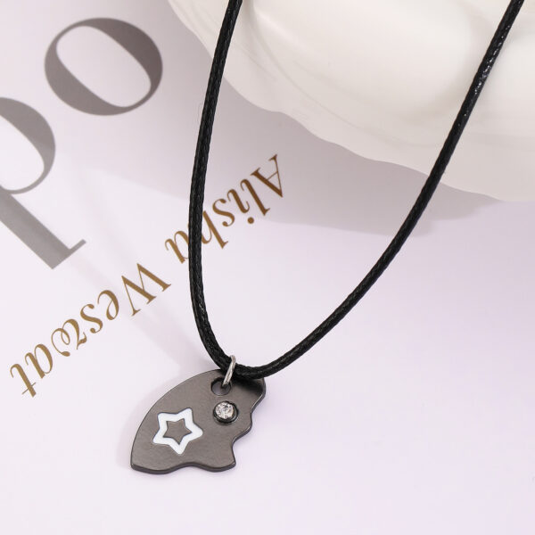 Wholesale Moon and Sun Three-person Splicing Alloy Diamond Two-piece Set Necklace