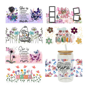 Wholesale Cartoon Family Love Mother's Day Print 16oz Cup UV DTF Wraps