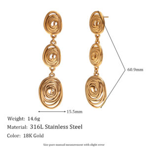 Irregular winding fingerprint stitching earrings-Gold