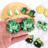 Wholesale St. Patrick's Day glitter green shamrock earrings
