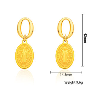 Xxb101-golden madonna oval hoop earrings-42*14.5mm