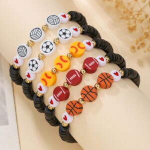 Wholesale Sports Ball Basketball Baseball Football Soft Pottery Acrylic Bracelet