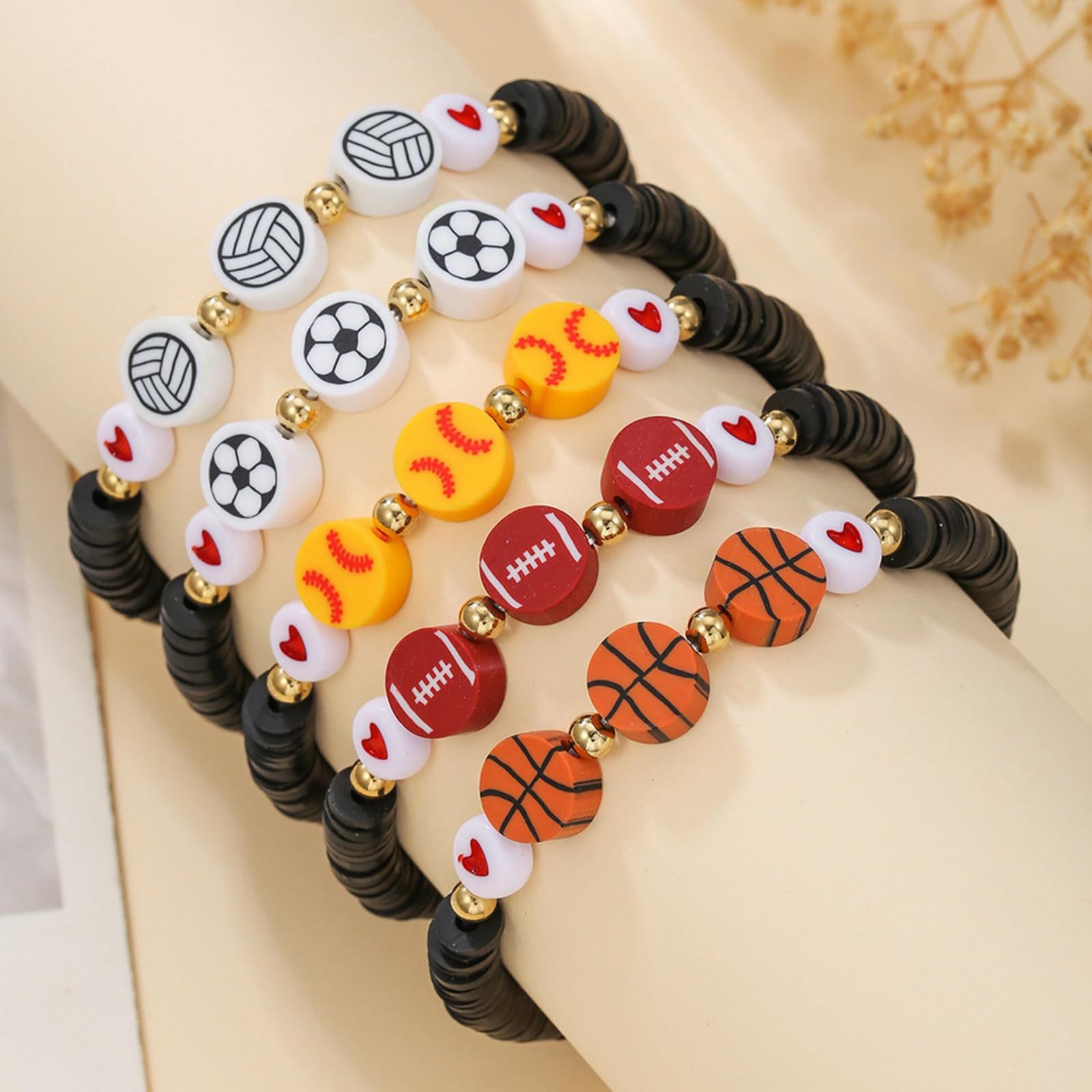 Wholesale Srts Ball Basketball Baseball Football Soft y Acrylic Bracelet