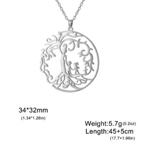 Mother + son + daughter (thin chain) steel color