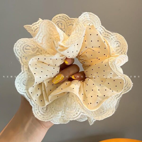 Wholesale White polka dot lace elastic headband