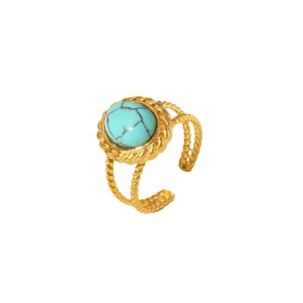 Wholesale Titanium Steel Inlaid Turquoise Ring