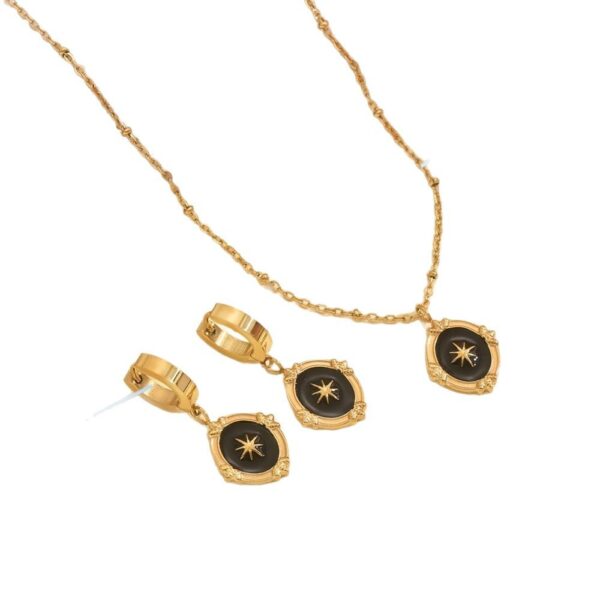 O1CN01CuEyJE1MqBCX3pK36_2212889381485-0-cib Wholesale Black cross pendant stainless steel gold necklace and earrings