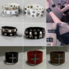 Wholesale Punk Leather Rivet Skeleton Wide Edge Bracelet