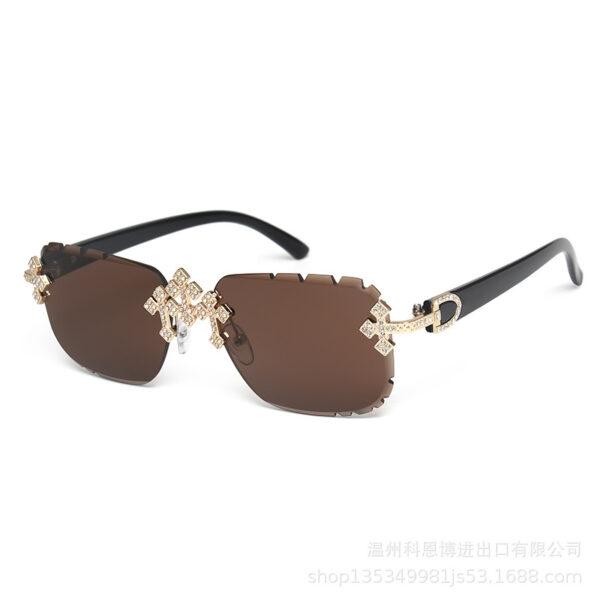Wholesale Cross studded diamonds frameless Women Sunglasses