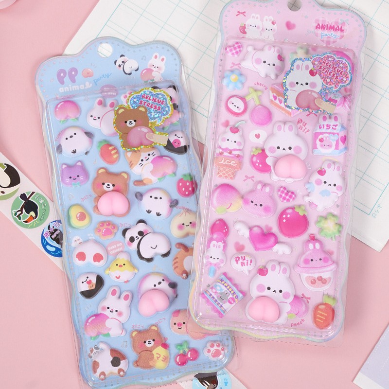 Wholesale Flashy Squeeze Cute Butt Stickers 3D Snge Stickers for Kids and Girls - Cute Cartoon Decompression Bubble Stickers