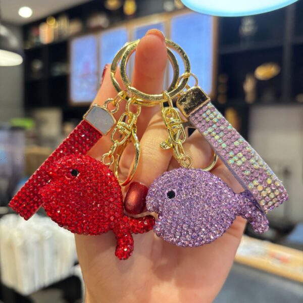 Wholesale Cute Full Rhinestone Multicolor Small Fish Keychain