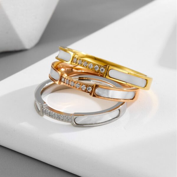 Wholesale Titanium Steel White Shell Ring