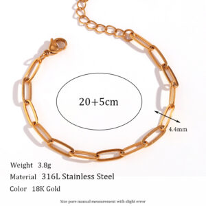 4.4mm paper clip chain-golden anklet -20cm +5cm