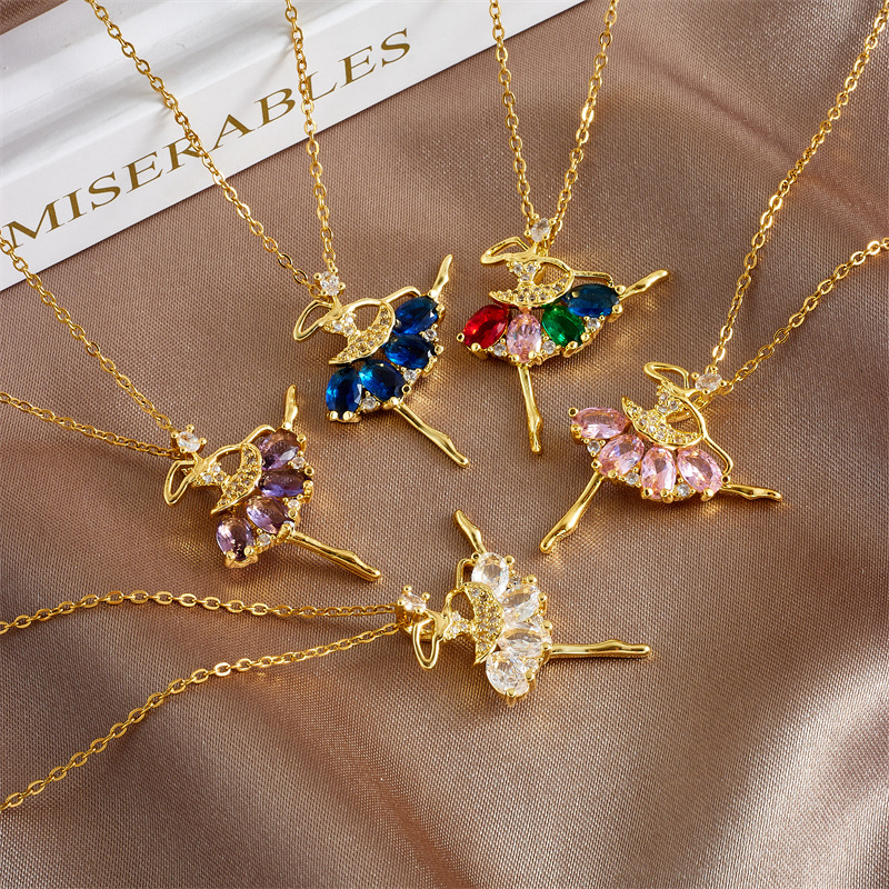 Wholesale Ballet Girl Necklace Titanium Steel Clavicle Chain Aessories