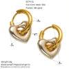 Wholesale Detachable Color-Blocked Peach Heart Threaded Oval Earrings Titanium Steel