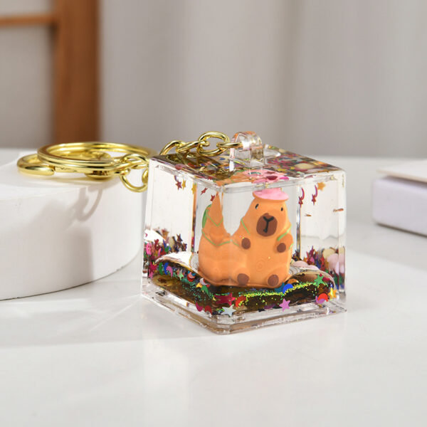 Wholesale Acrylic oil-filled capybara keychain