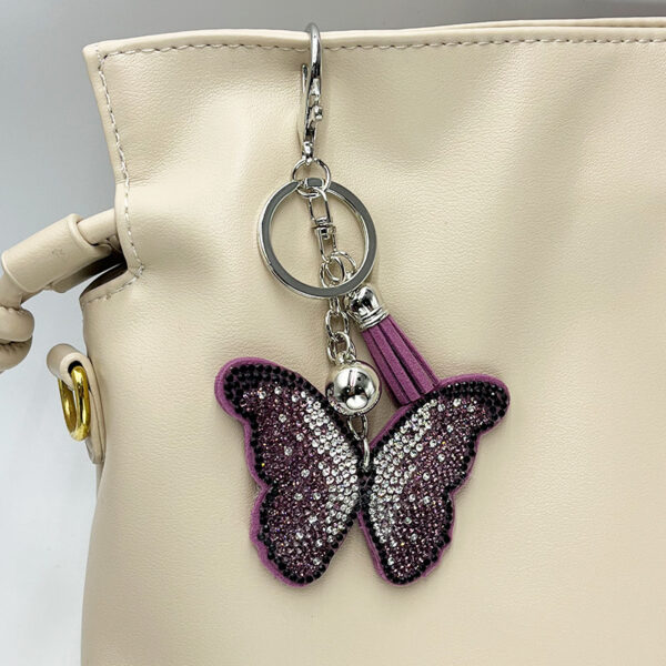 Wholesale Diamond-Studded Butterfly Keychain Fashion Tassel Bag Pendant