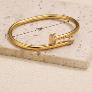 Stainless steel gold diamond nail bracelet g6