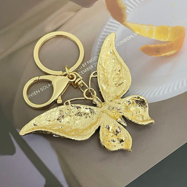 Wholesale Colored crystal rhinestone butterfly animal keychain