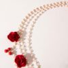 Wholesale European and American Cross-border Fashion Retro Imitation Pearl Multi-layer Waist Chain Elegant Rose Pendant Valentine's Day Gift Accessories