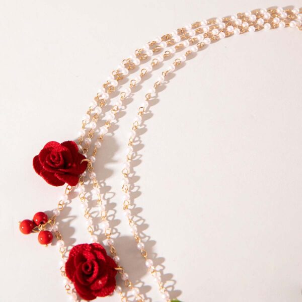 Wholesale European and American Cross-border Fashion Retro Imitation Pearl Multi-layer Waist Chain Elegant Rose Pendant Valentine's Day Gift Accessories