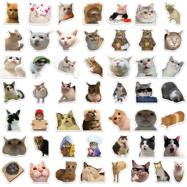 Wholesale 50pcs Cartoon Cute Cat Emojis Graffiti Waterproof Vinyl Stickers