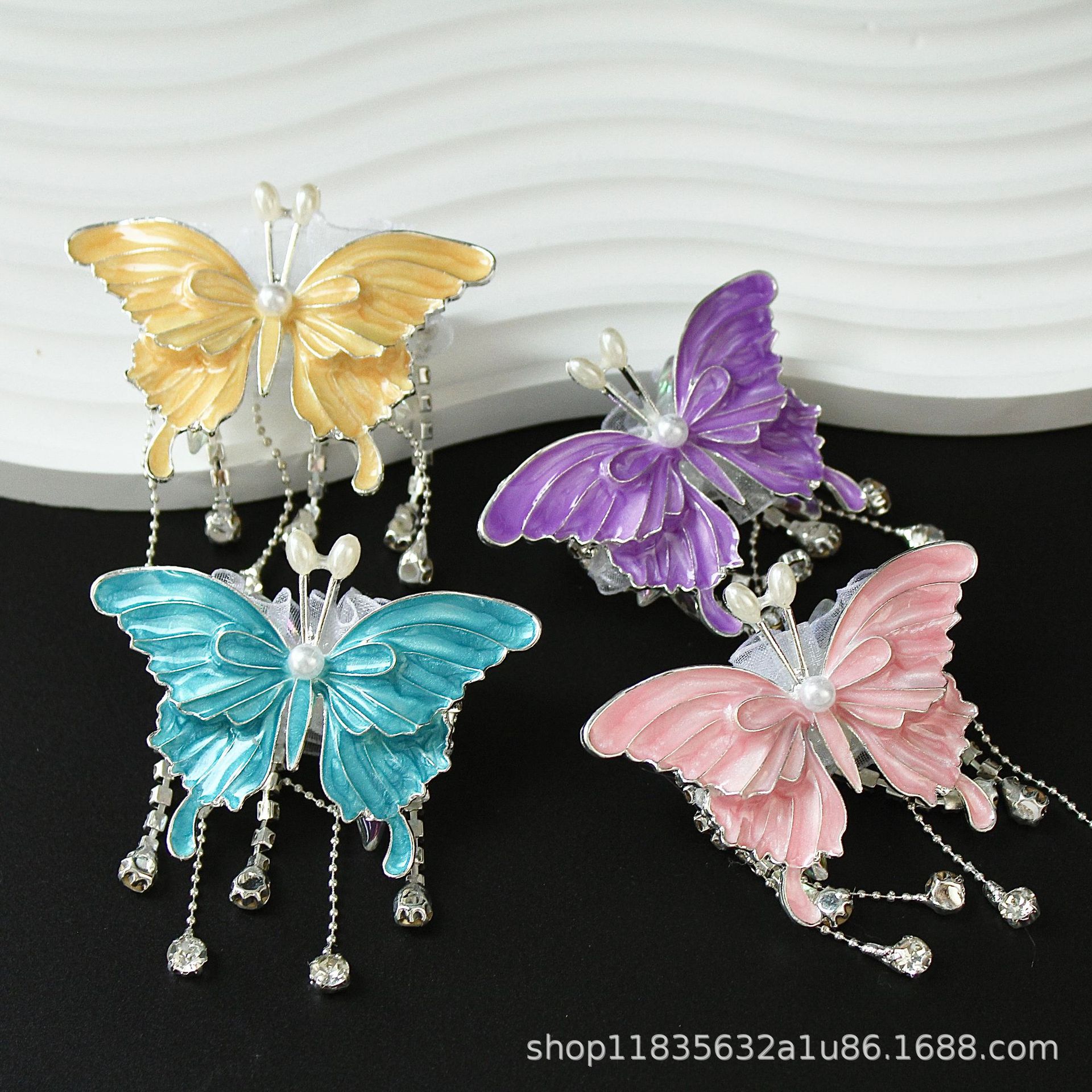 Wholesale colored butterfly diamond ball tassel beads