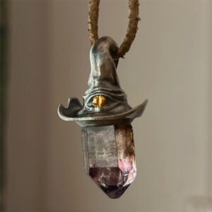 Witch's crystal pendant (black string)