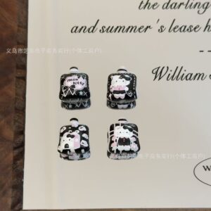 Wholesale 10pcs black pink bow cartoon cat acrylic beads