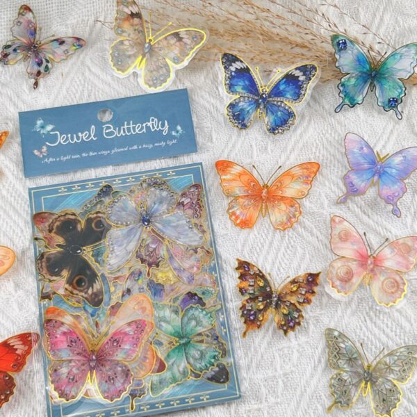 Wholesale 50pcs Cartoon Gold Plated Colorful Butterfly Waterproof Vinyl Stickers