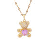 Wholesale Cute Bear Inlaid with Zircon Stainless Steel Necklace Pendant Accessories