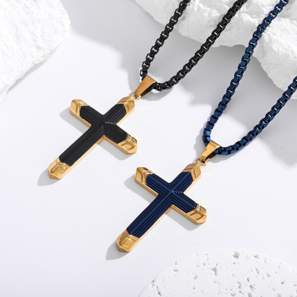 Wholesale Two-Tone Cross Necklace 316 Stainless Steel Necklace